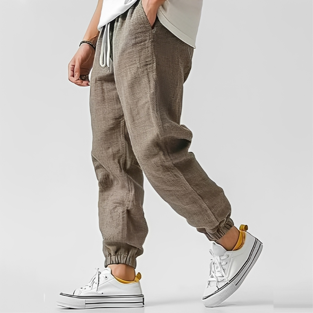 Men's Drawstring Elastic Waist Tapered Jogger Pants with Pockets