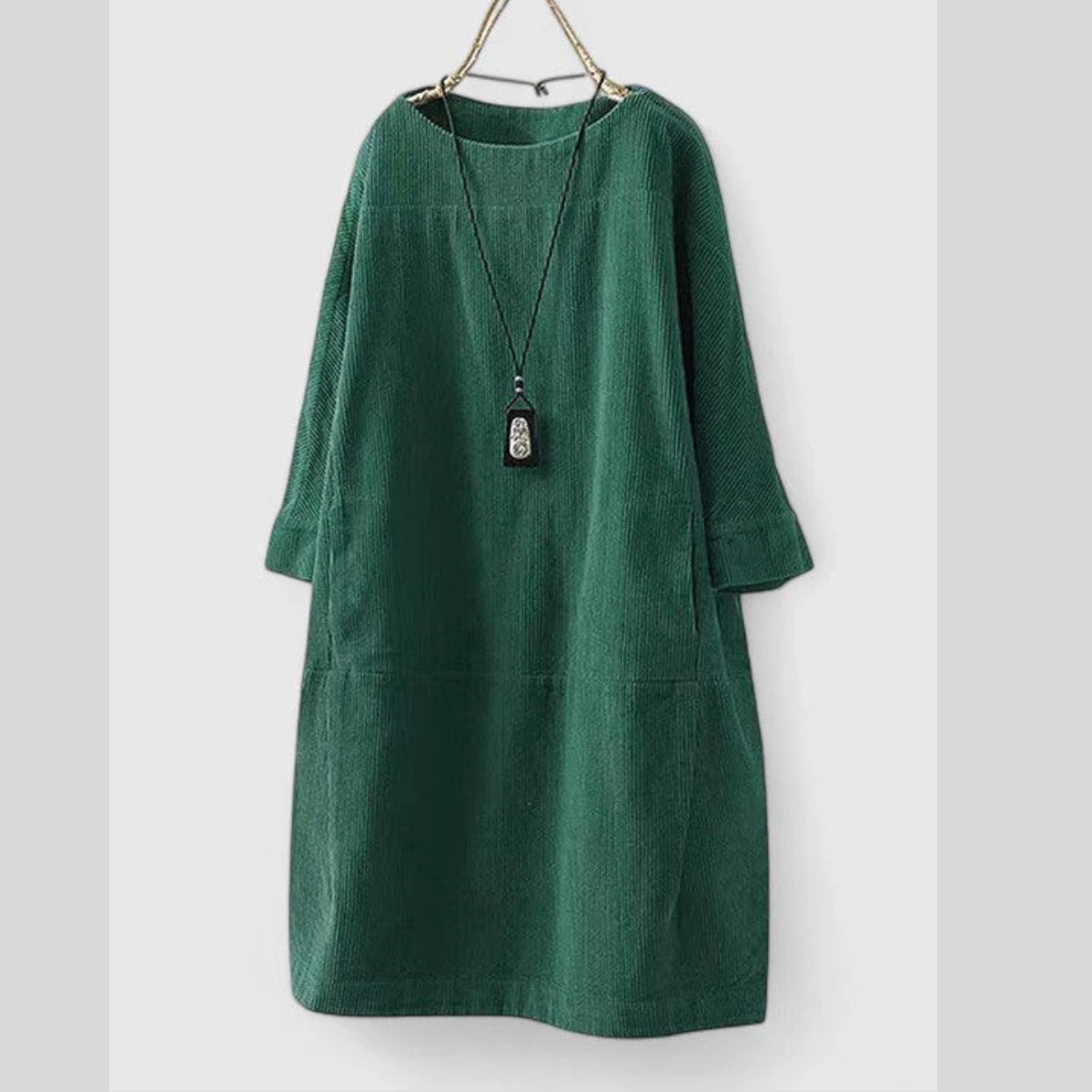 Abito da donna in velluto a coste dalla vestibilità comoda con tasche
