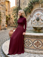 Women’s Turtleneck Pleated Maxi Dress