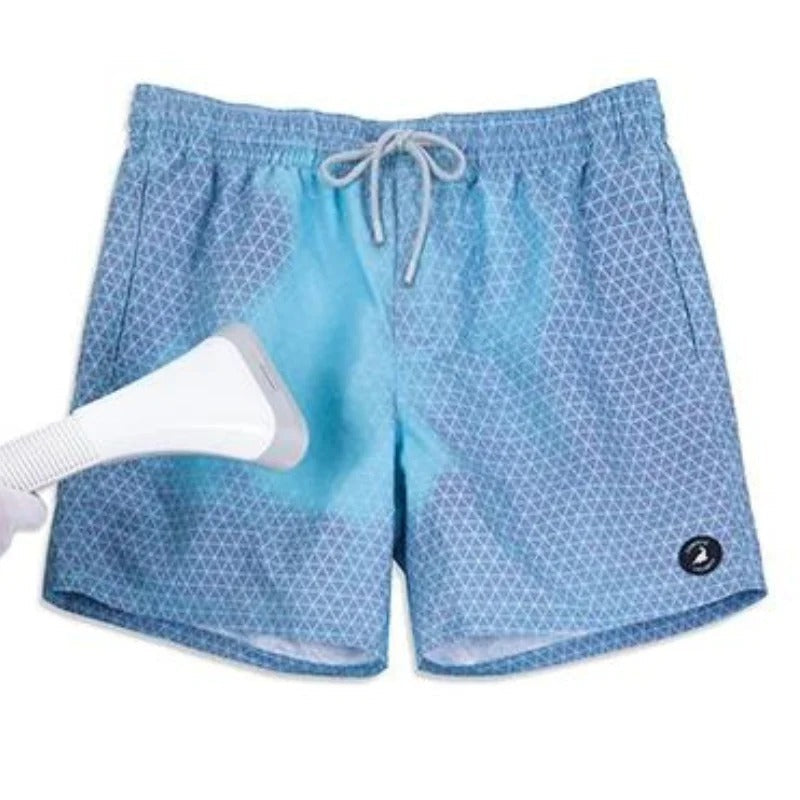Men's Colour-Changing Swim Shorts with Gradient Quick-Dry Design