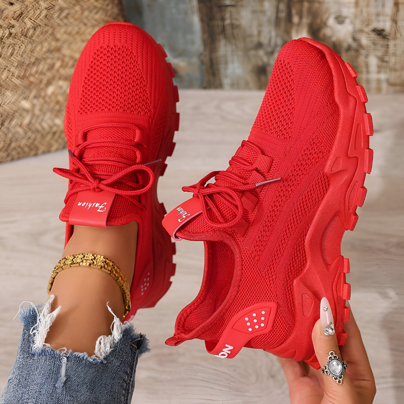 Damskie oddychające, lekkie, sznurowane sneakersy do chodzenia