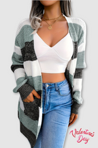 Women’s Striped Open Front Knit Cardigan