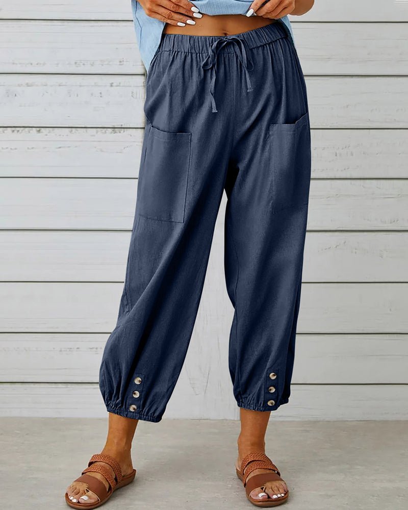 Pantalon sarouel utilitaire pour femme avec cordon de serrage