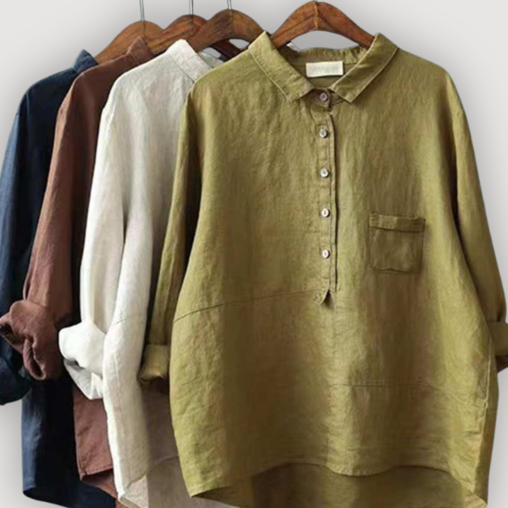 Camicia tunica da donna dalla vestibilità comoda con mezza abbottonatura a bottoni