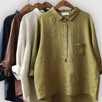 Camicia tunica da donna dalla vestibilità comoda con mezza abbottonatura a bottoni
