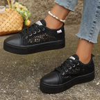 Zapatillas de plataforma para mujer con paneles de encaje floral
