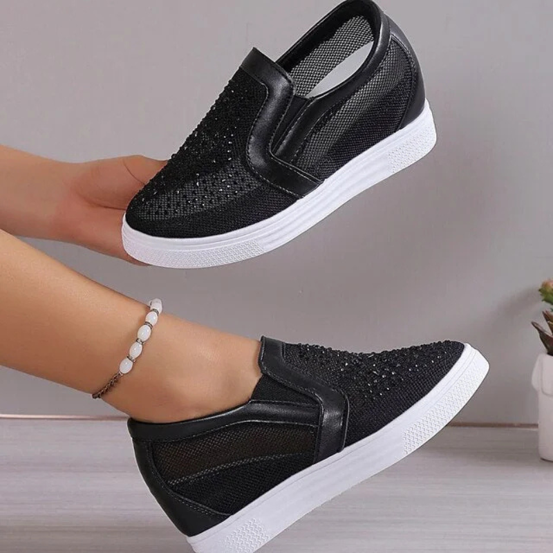 Damskie wsuwane sneakersy z kryształkami, wygodne