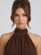 Women's Elegant Halter Neck Layered Chiffon Mini Dress