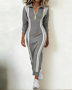 Women’s Contrast Stripe Zip Midi Dress