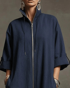 Damen-Jumpsuit mit Reißverschluss vorne und lockerem Jogger-Stil