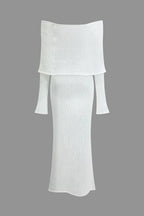 Elegantes Off-Shoulder Strick-Maxikleid für Damen Weich Figurbetont Abendstil