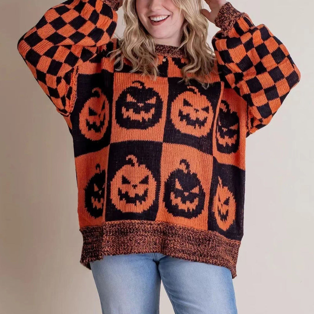 Naisten Halloween-kurpitsapusero