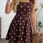 Women's Polka Dot Tie-Shoulder Fit & Flare Mini Dress