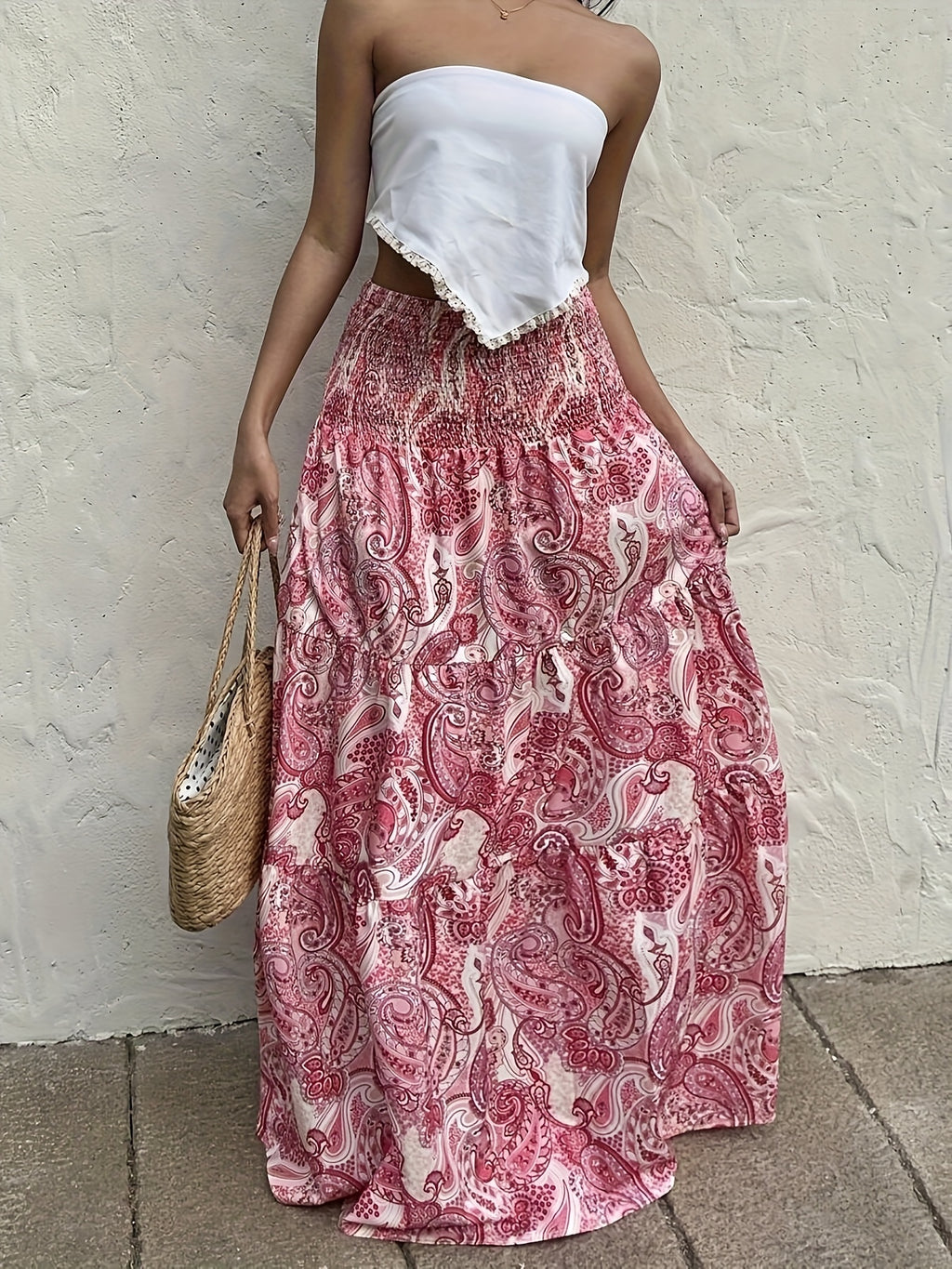Długa spódnica damska boho w paisley