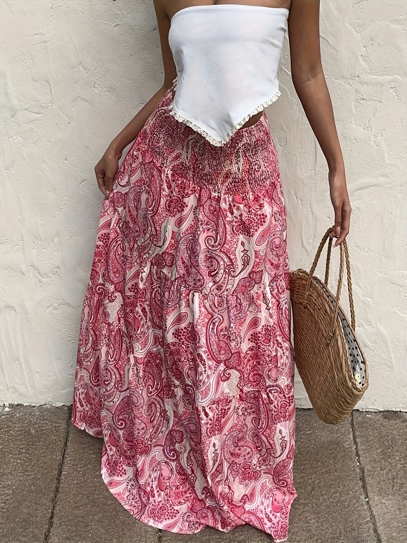 Długa spódnica damska boho w paisley