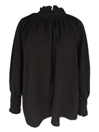 Damen Schleifenkragen-Bluse mit fließender Passform und eleganten langen Ärmeln