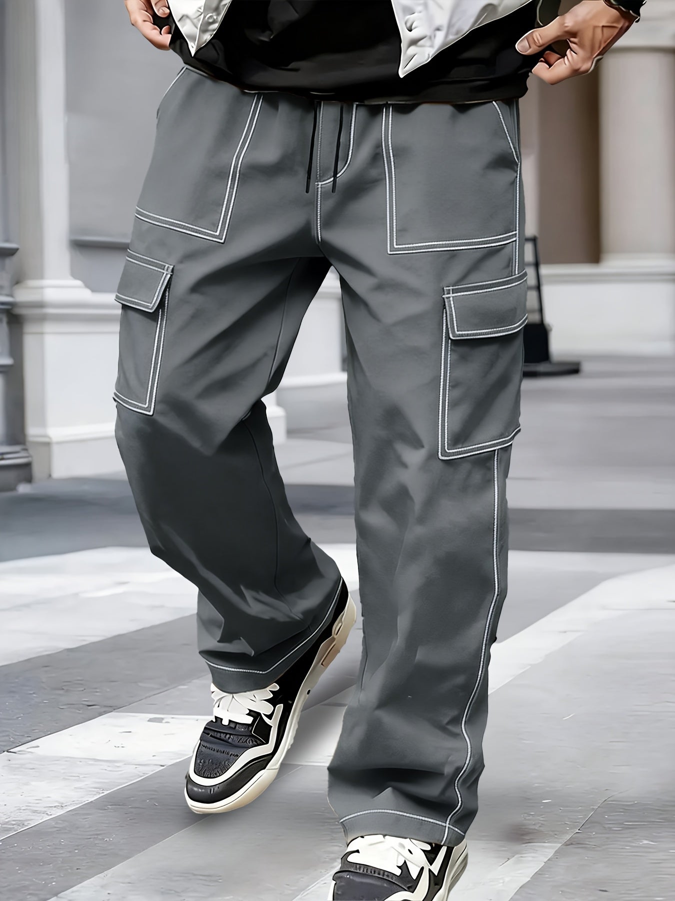 Men's Contrast Stitch Cargo Trousers
