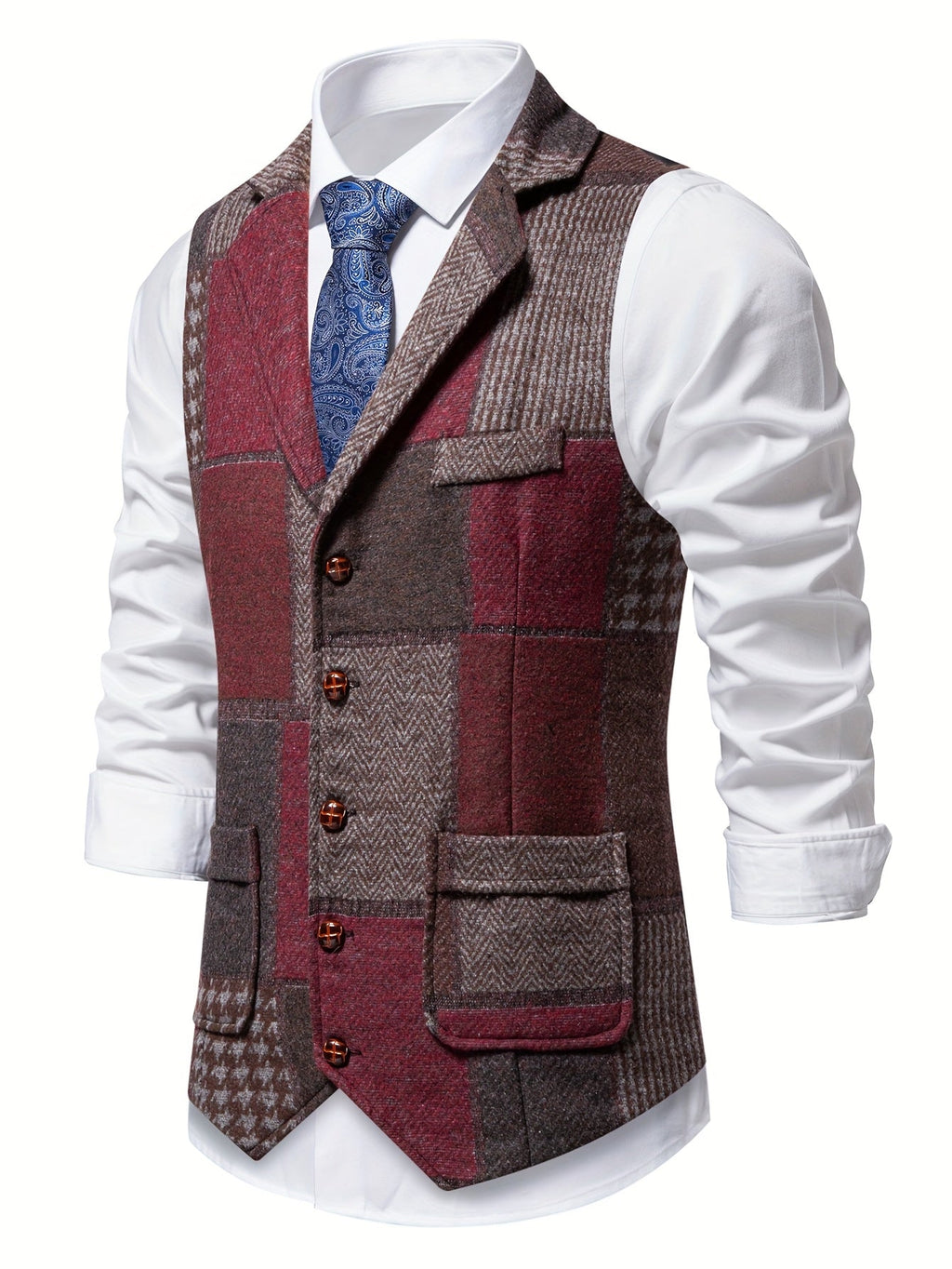 Gilet sartoriale patchwork da uomo
