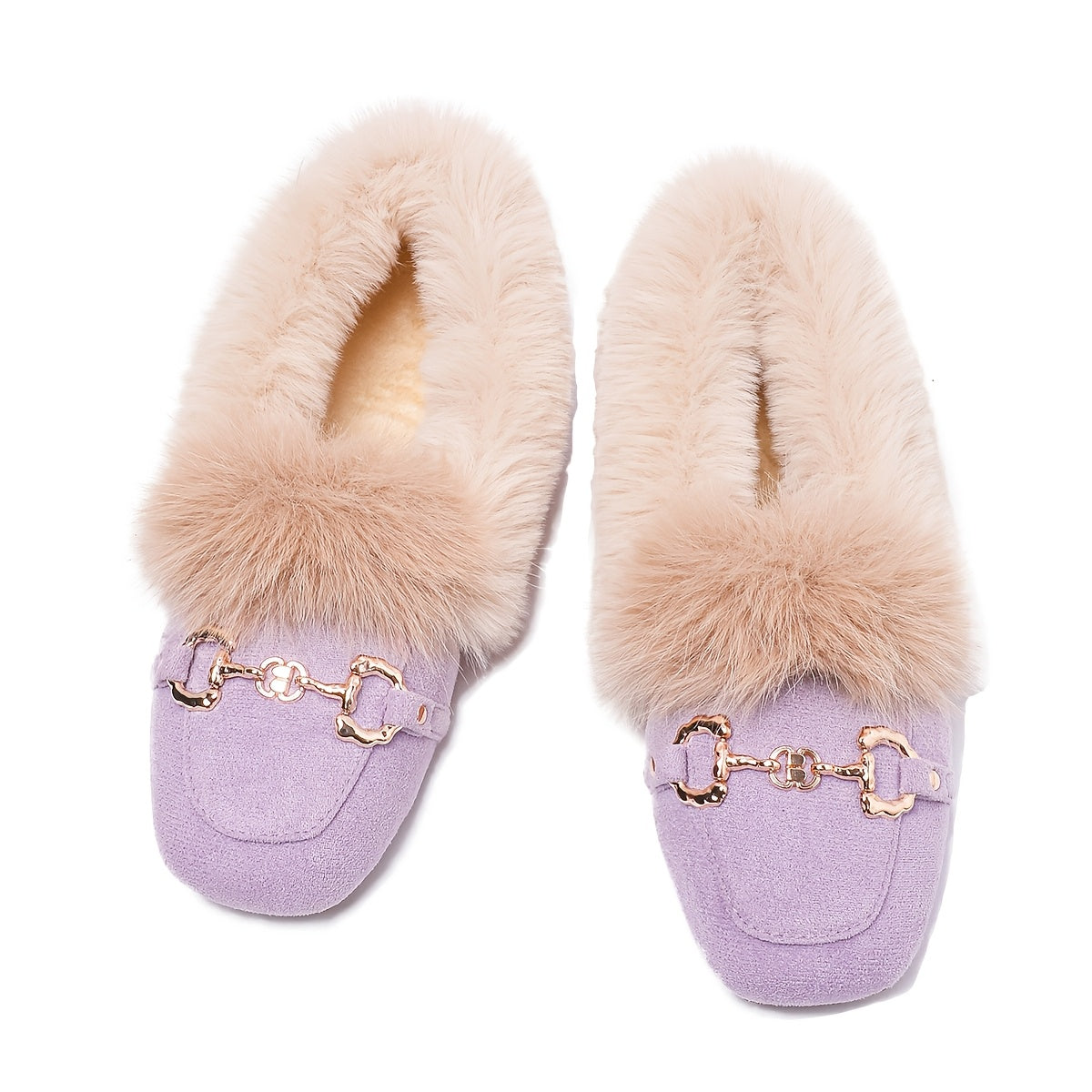 Mules chaussons pour femme bordés de fausse fourrure