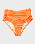Damen-Rippen-Bikini-Set mit gedrehtem Oberteil und hochgeschnittenem Slip