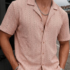 Men's Textured Open Knit Button-Up Resort Shirt