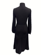 Women's Long-Sleeve Maxi Dress with High Neck and Flared Skirt