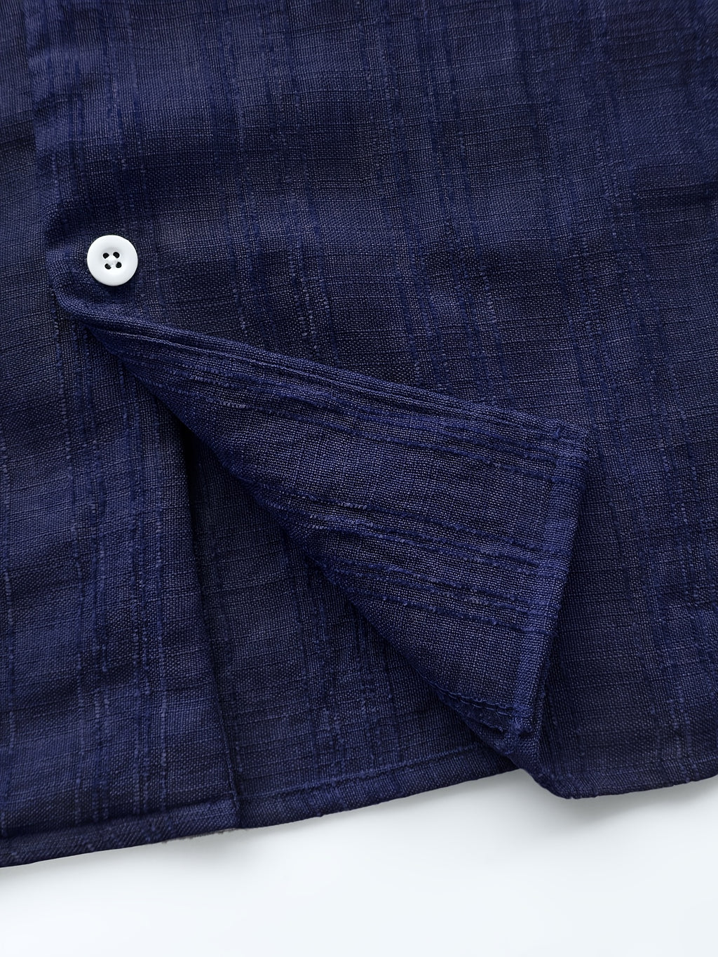 Men's Textured Button-Up Shirt and Drawstring Shorts Set