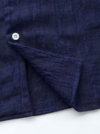 Men's Textured Button-Up Shirt and Drawstring Shorts Set