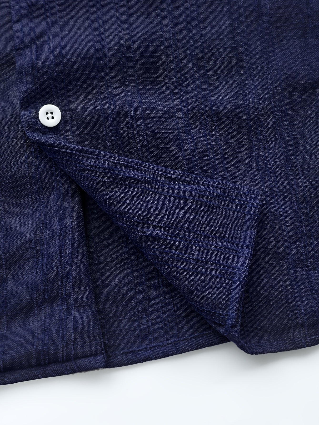 Men's Textured Button-Up Shirt and Drawstring Shorts Set