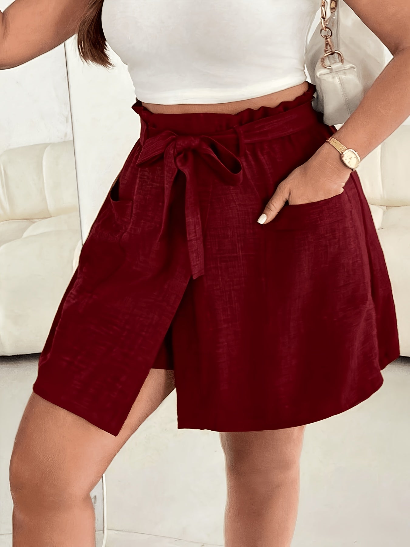 Women’s Summer Mini Skirt with Tie Waist and Front Pocket Detail
