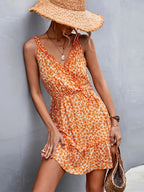 Women's Floral Surplice Mini Dress