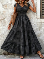 Women's Polka Dot Tiered Maxi Dress