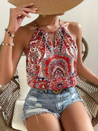 Women’s Paisley Halter Top with Flowing Fit and Elegant Print