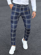 Herren-Slim-Fit-Hose mit Karomuster