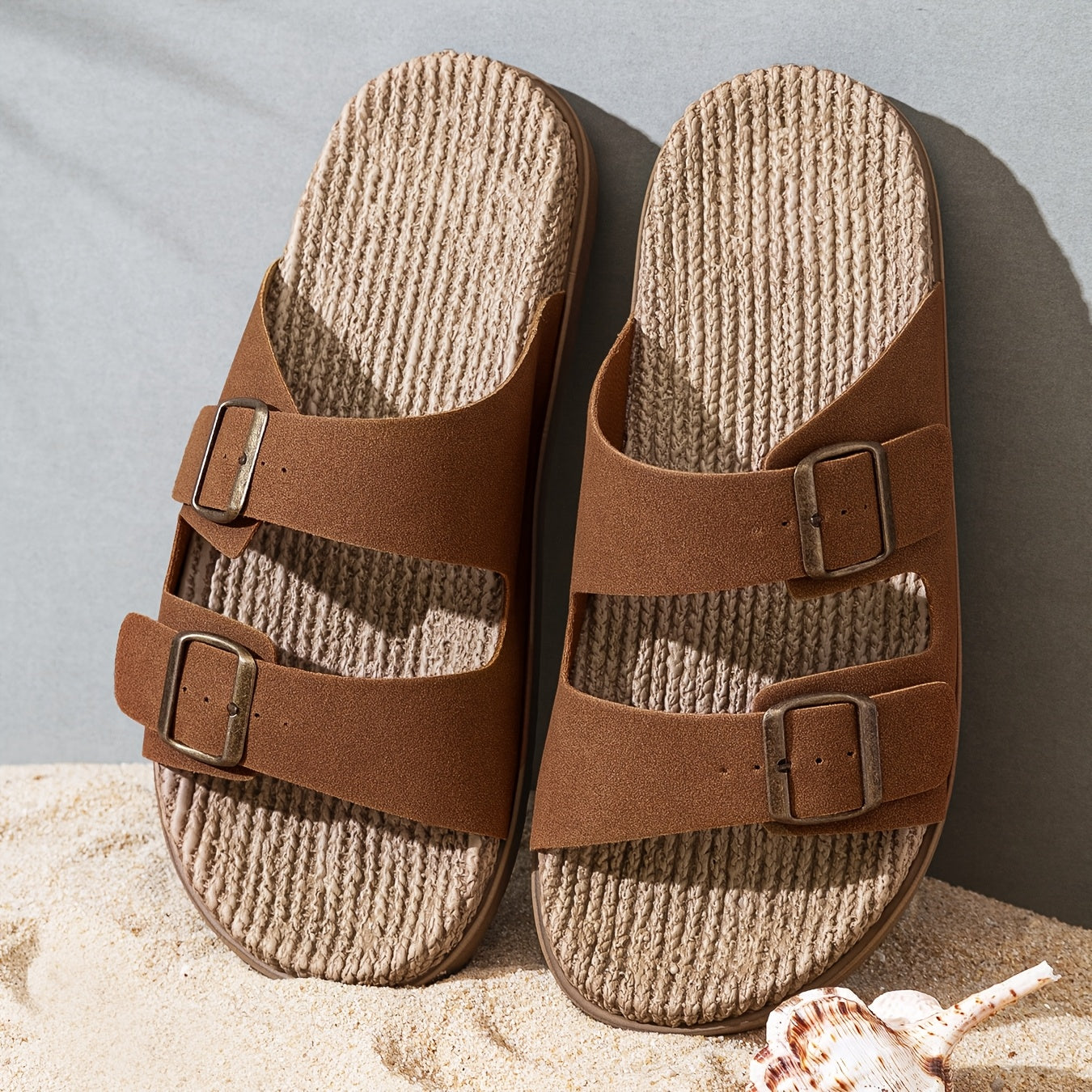 Herren-Komfort-Sandalen zum Hineinschlüpfen mit Doppelschnalle