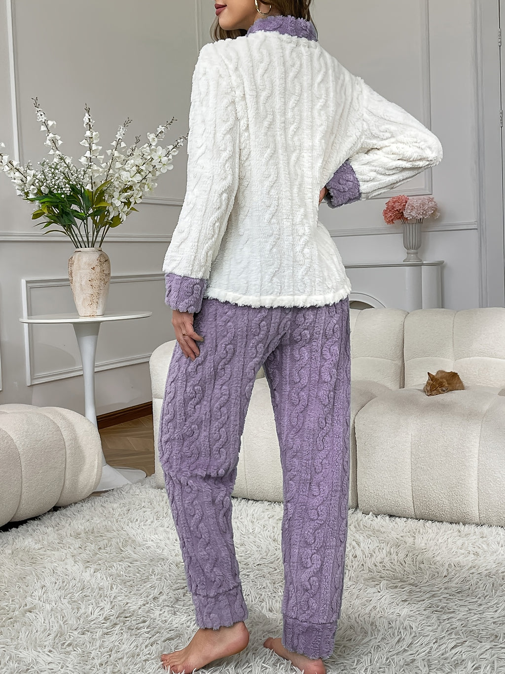 Women’s Plush Button-Up Pajama Set