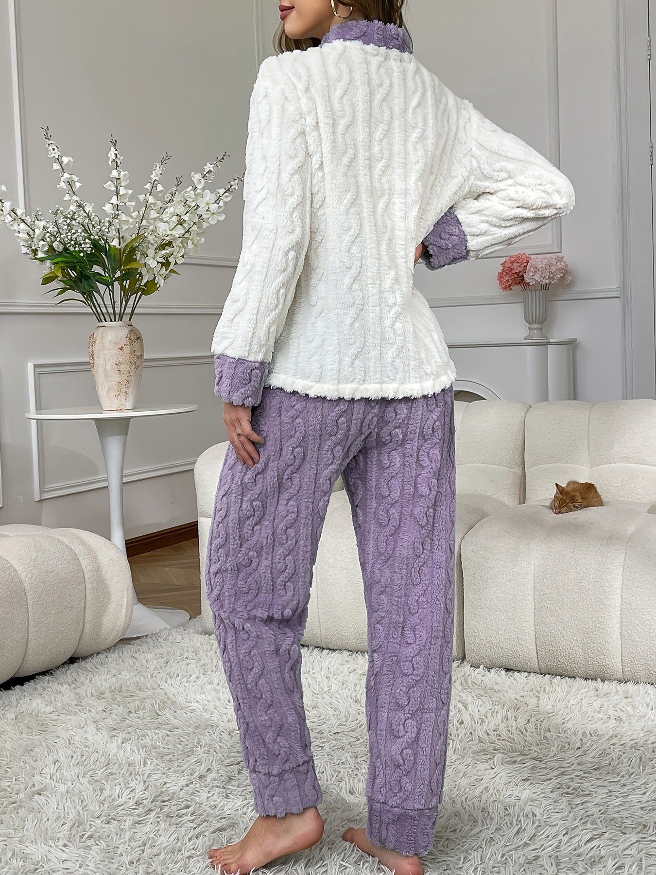 Women’s Plush Button-Up Pajama Set