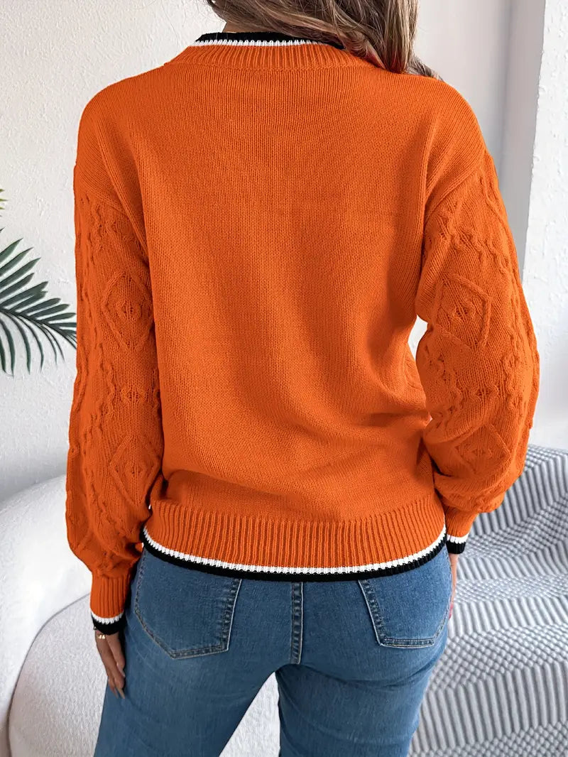 Women’s Textured Knit Crew Neck Sweater