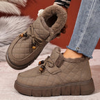Dames vatterede slip-on-sko med imiteret pelsfor
