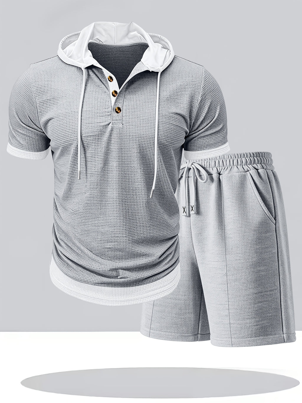 Men's Textured Hooded T-Shirt & Shorts Set