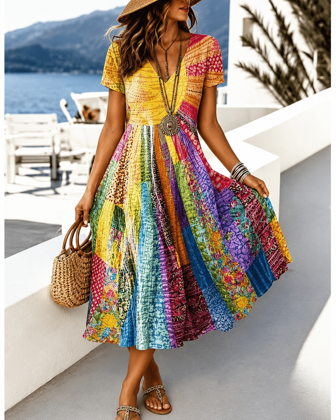 Women's Casual Short Sleeve Midi Dress