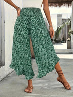 Women's Smocked Waist Wide Leg Trousers