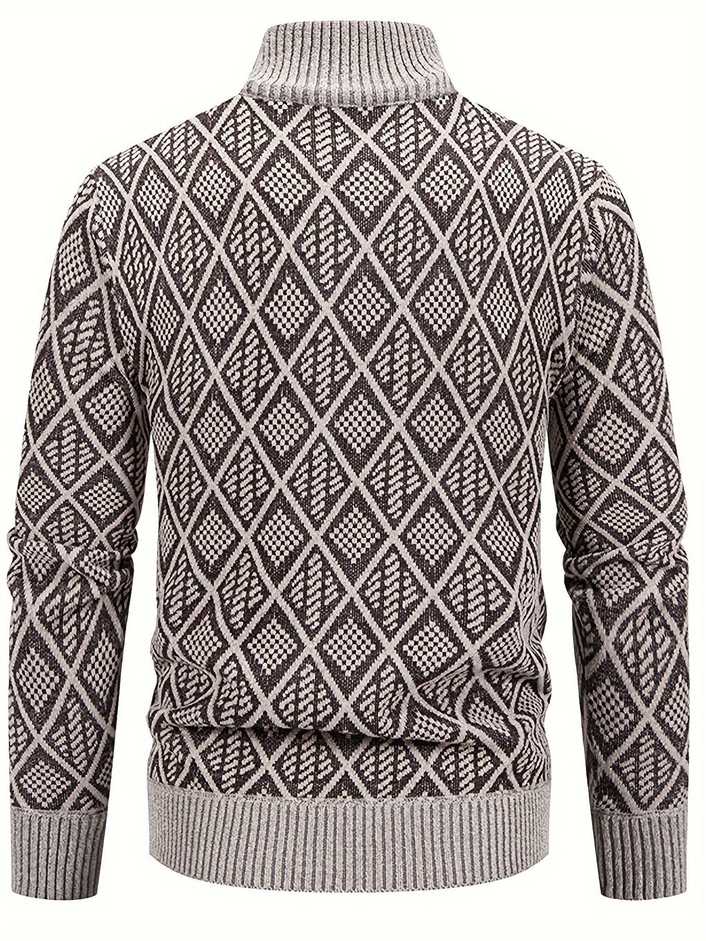 Cardigan da uomo con motivo geometrico e chiusura a zip