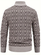 Cardigan da uomo con motivo geometrico e chiusura a zip