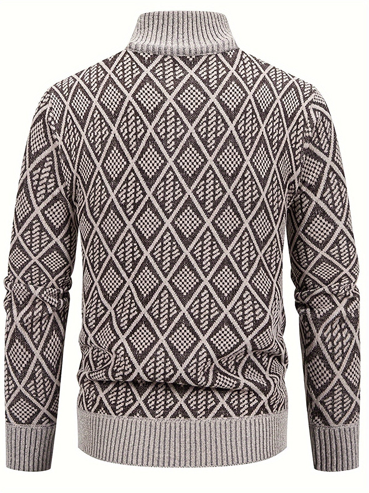 Cardigan da uomo con motivo geometrico e chiusura a zip
