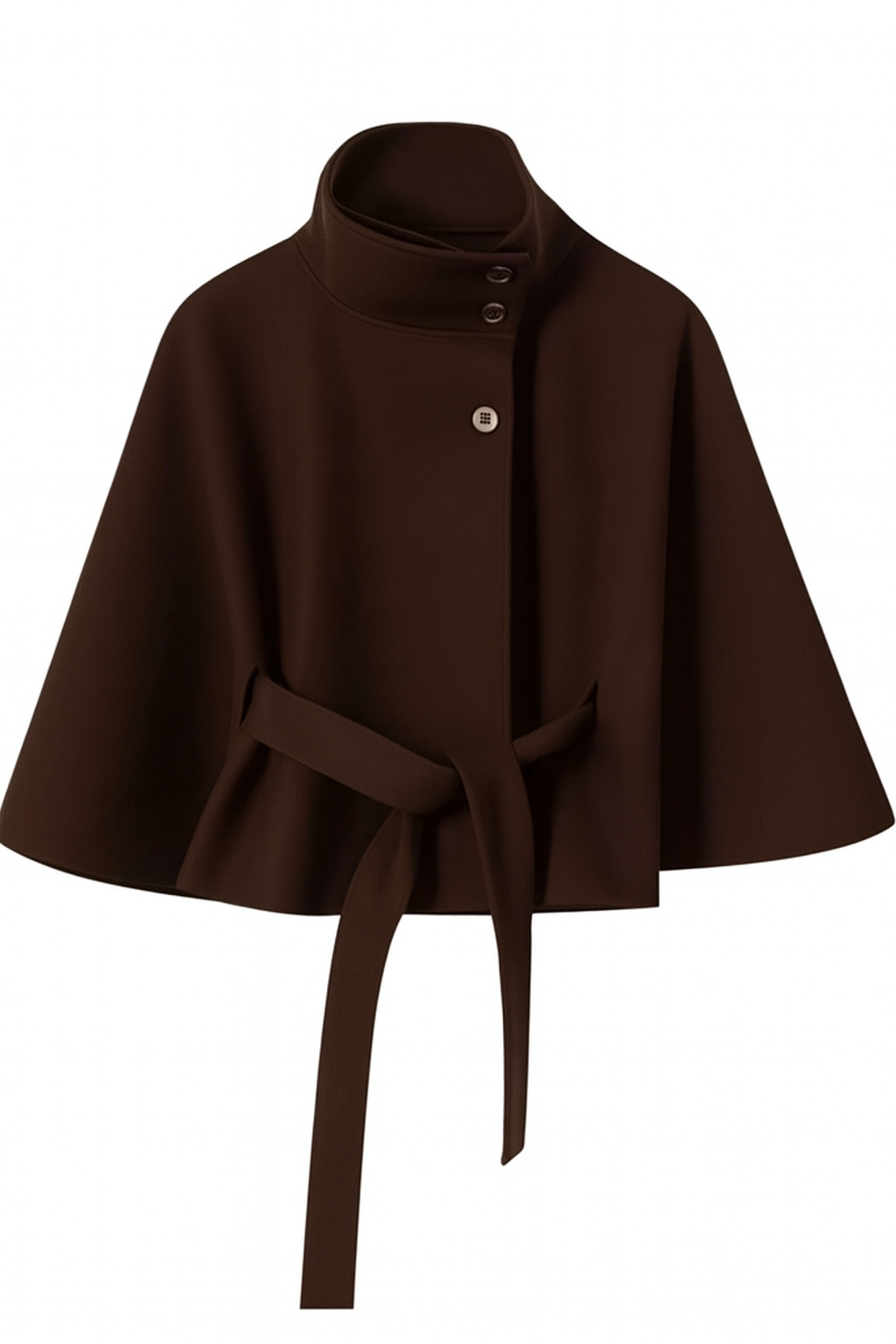 Damen-Cape-Mantel mit Gürtel und hohem Kragen