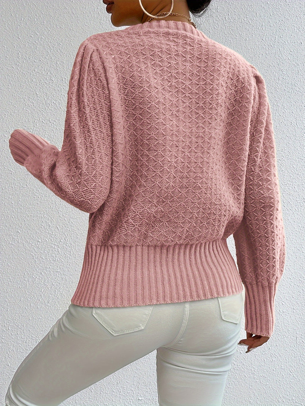Women’s Textured Knit Peplum Sweater