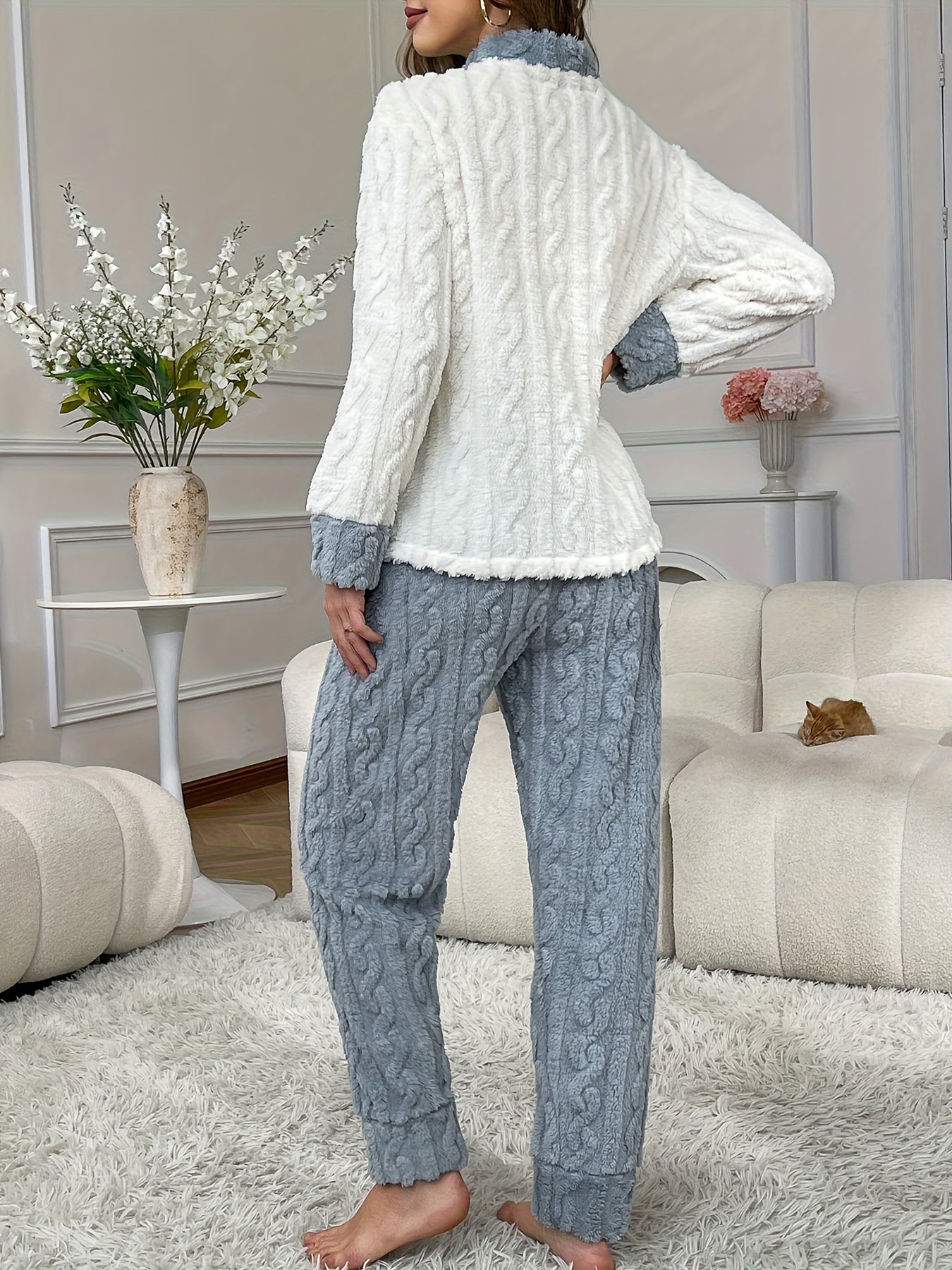 Women’s Plush Button-Up Pajama Set