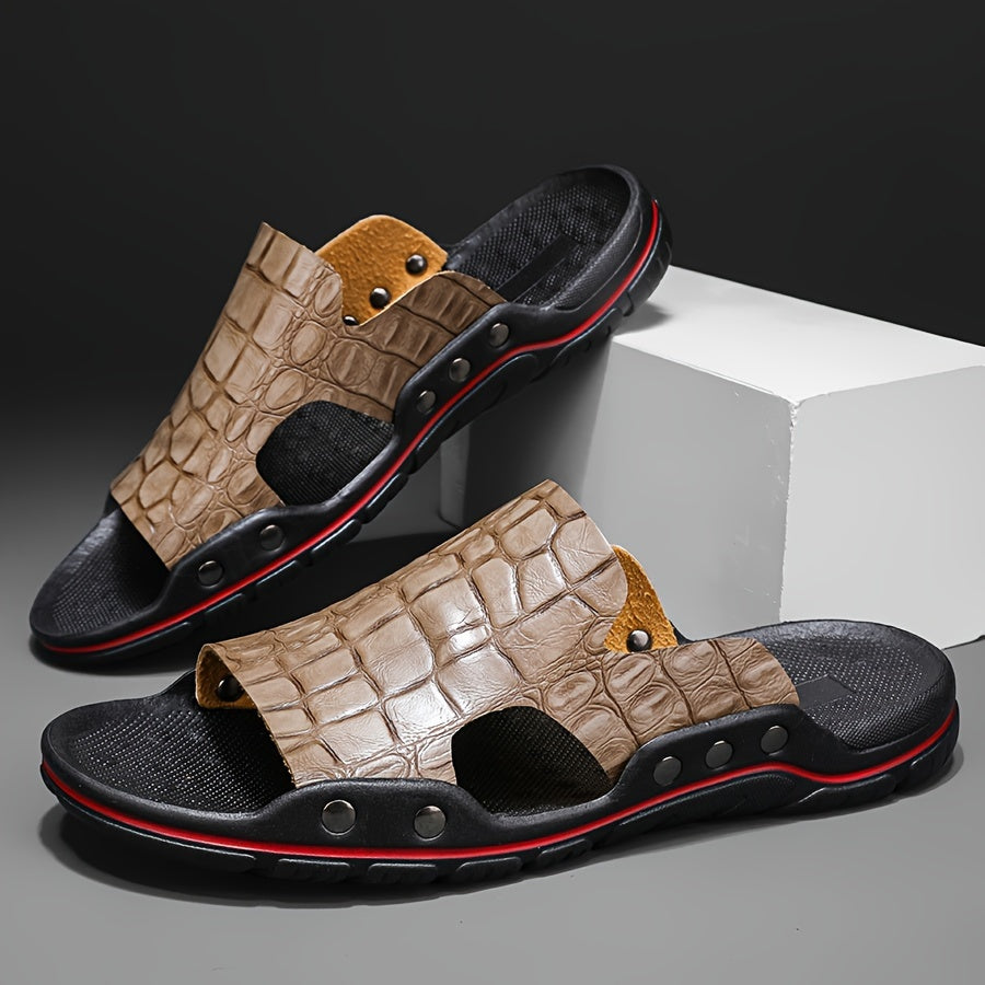 Komfortable slip-on-sandaler til mænd med krokodillestruktur