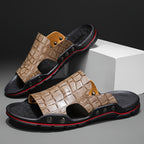 Komfortable slip-on-sandaler til mænd med krokodillestruktur